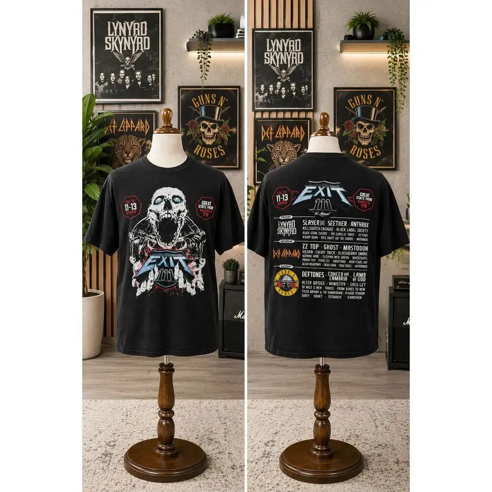 Exit 111 Festival 2019 Graphic Band T-Shirt Size Small Guns N' Roses Slayer